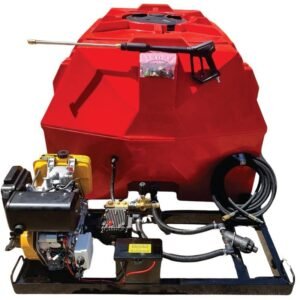 2000l Mobile High Pressure Washer Diesel-Electric-Start-241Bar-Horizontal Unit - Pressure Washers