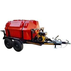 2500l High Pressure Washer Trailer 241bar-Diesel-Electric-Start-Horizontal Braked - Pressure Washers