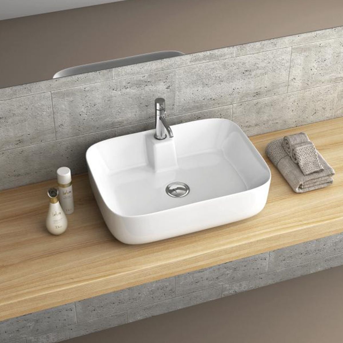 Basin Free Standing Serene 1T/H Sq 485X370X140Mm - Plumbing