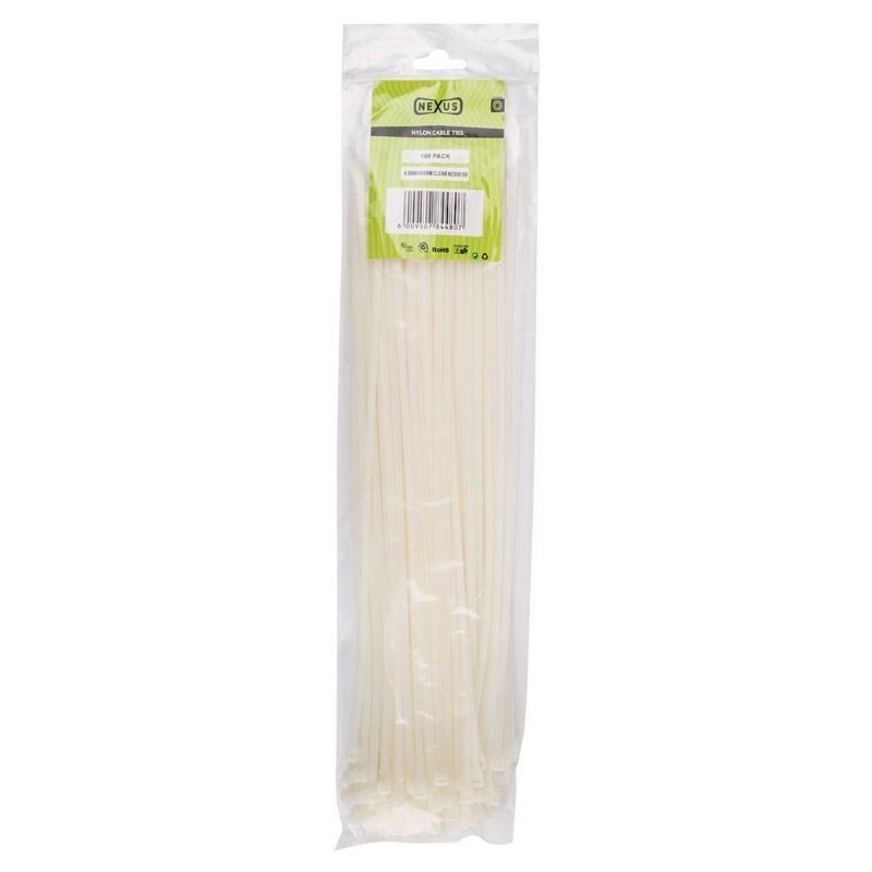 Nexus Cable Ties T50L 4.8MMX400MM White 100 Pack - Electrical