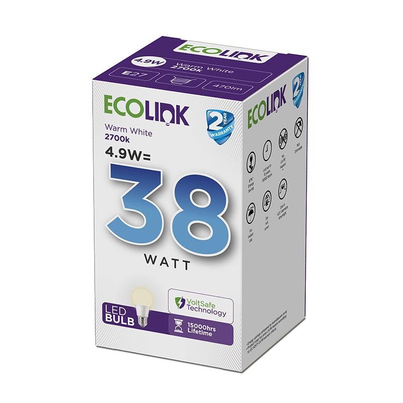 Ecolink Globe LED 4.9W Screw Type Warm White - Electrical