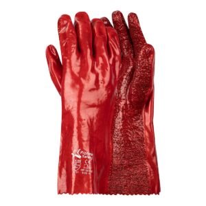 Pioneer Glove Red PVC 35cm Open Cuff Terry Palm - Welding