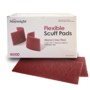 80500 Sunmight Soft Non-Woven Scuff Pads 114mm x 228mm - Very Fine (Maroon) 25pc - Abrasives & Sanding Supplies
