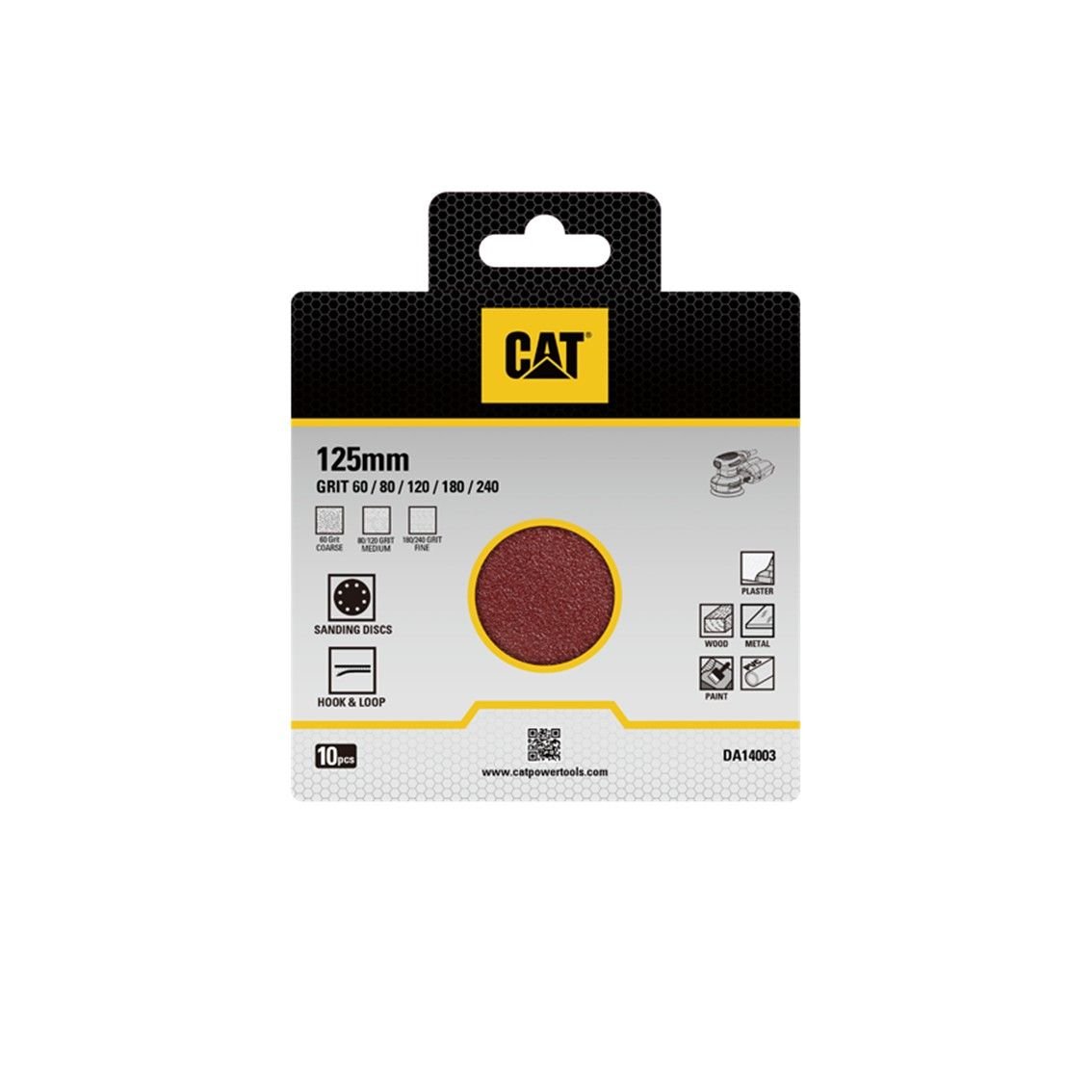 CAT 125mm Hook & Loop Orbital Sanding Discs – 10-Piece Set (DA14003) HTML - Power Tools