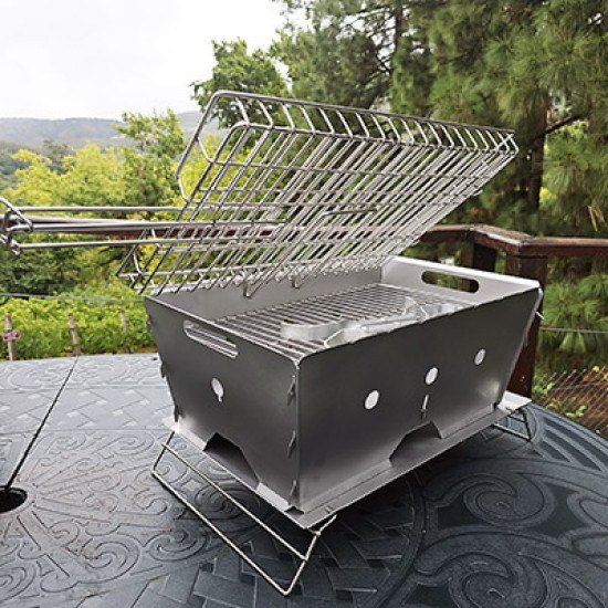 Flat Pack Deluxe Long Braai : 3CR12 Stainless Steel - view 2