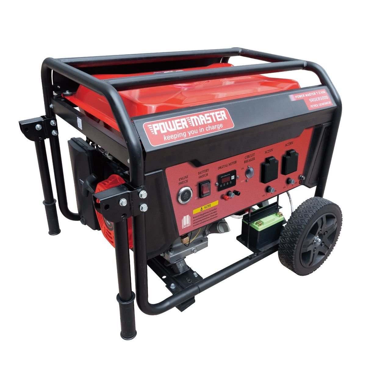 Powermaster Generator 7.5kVA Petrol Push Button St - Generators